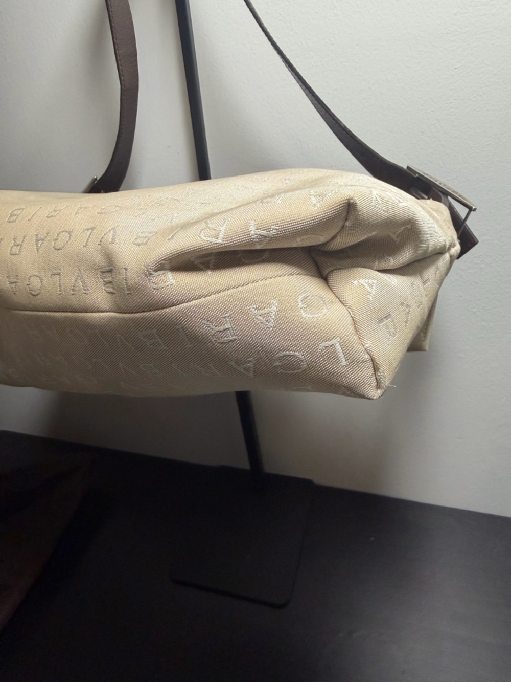 Bulgari Beige and Brown Logo Shoulder Bag with sealed COA - Picture 5 of 10